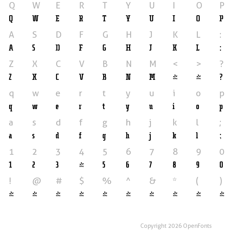 Character Map of FONTSPRING DEMO - Dietal Sharp Heavy Regular