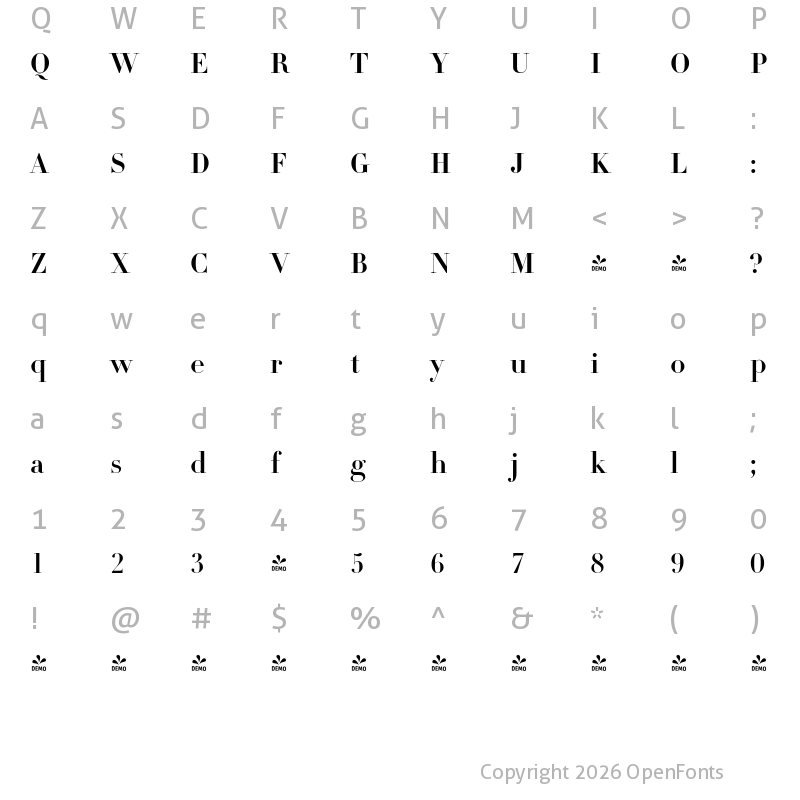 Character Map of FONTSPRING DEMO - DietDidot Bold
