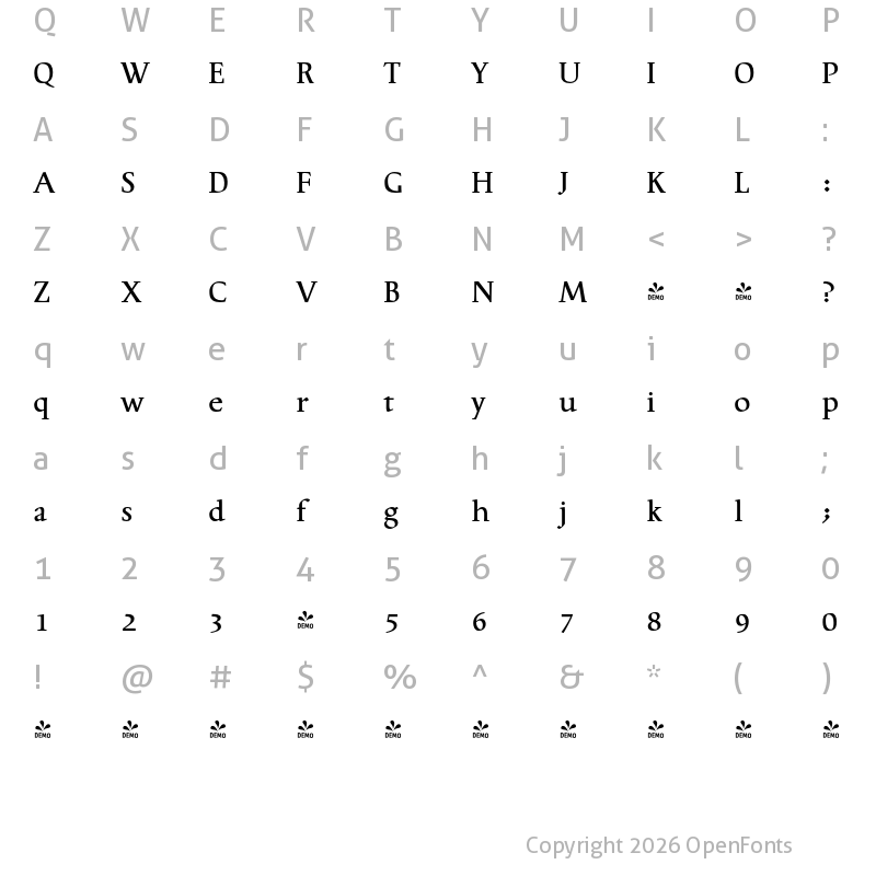 Character Map of FONTSPRING DEMO - Diorite Regular