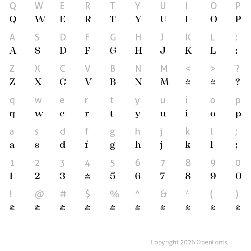Character Map of FONTSPRING DEMO - Display Md Regular