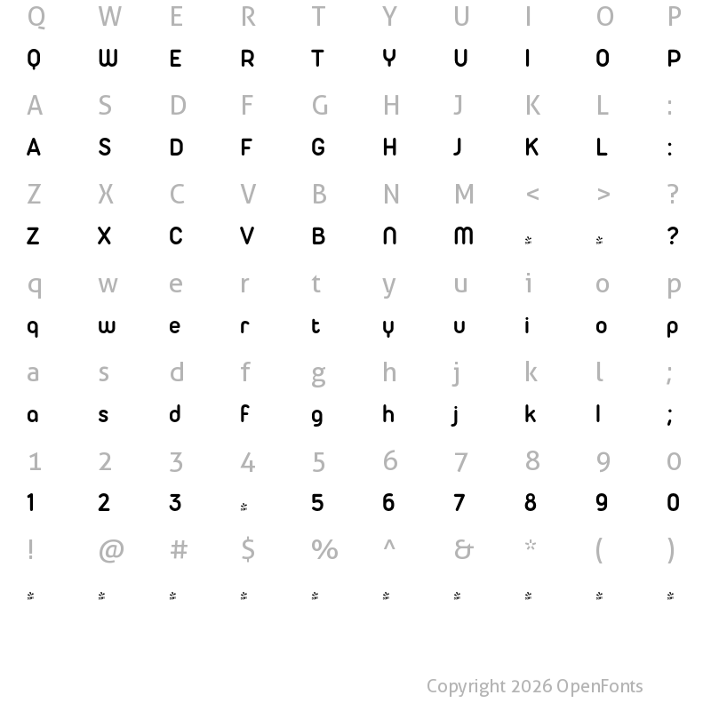 Character Map of FONTSPRING DEMO - Duepuntozero Pro Bold