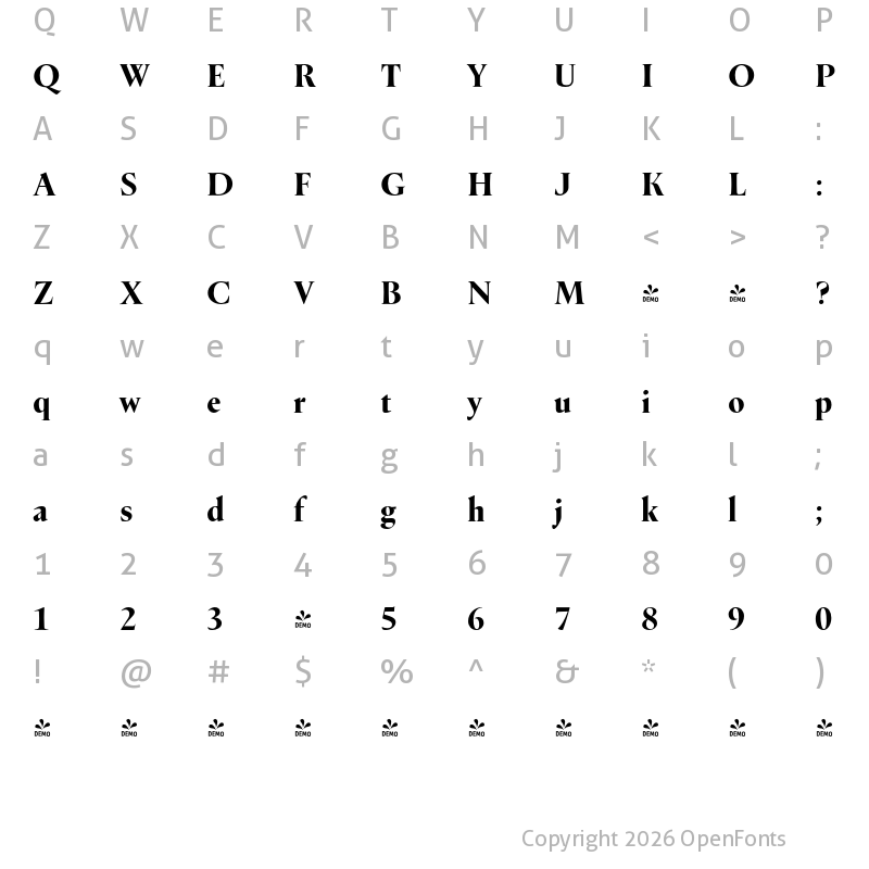 Character Map of FONTSPRING DEMO - Dupincel Large Black Regular