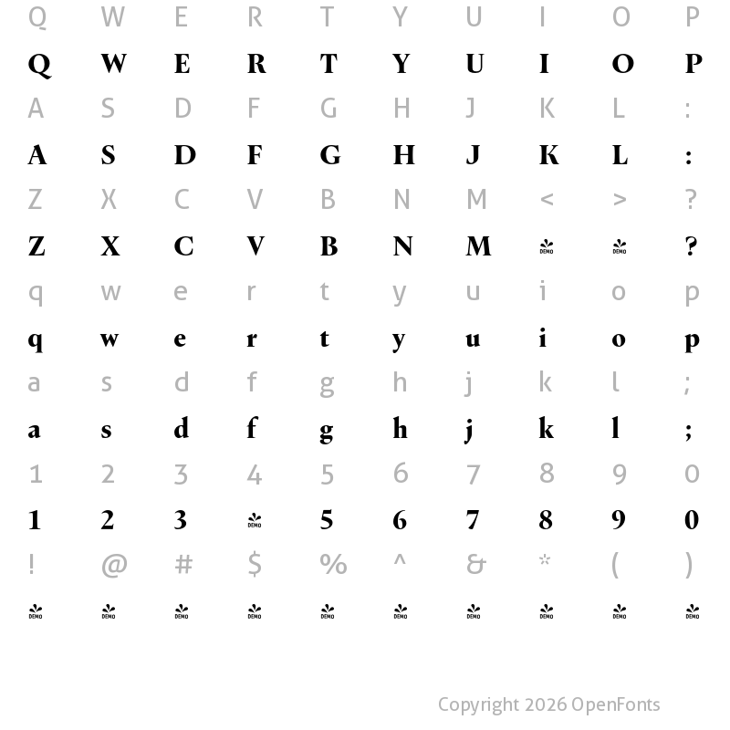 Character Map of FONTSPRING DEMO - Dupincel Medium Black Regular