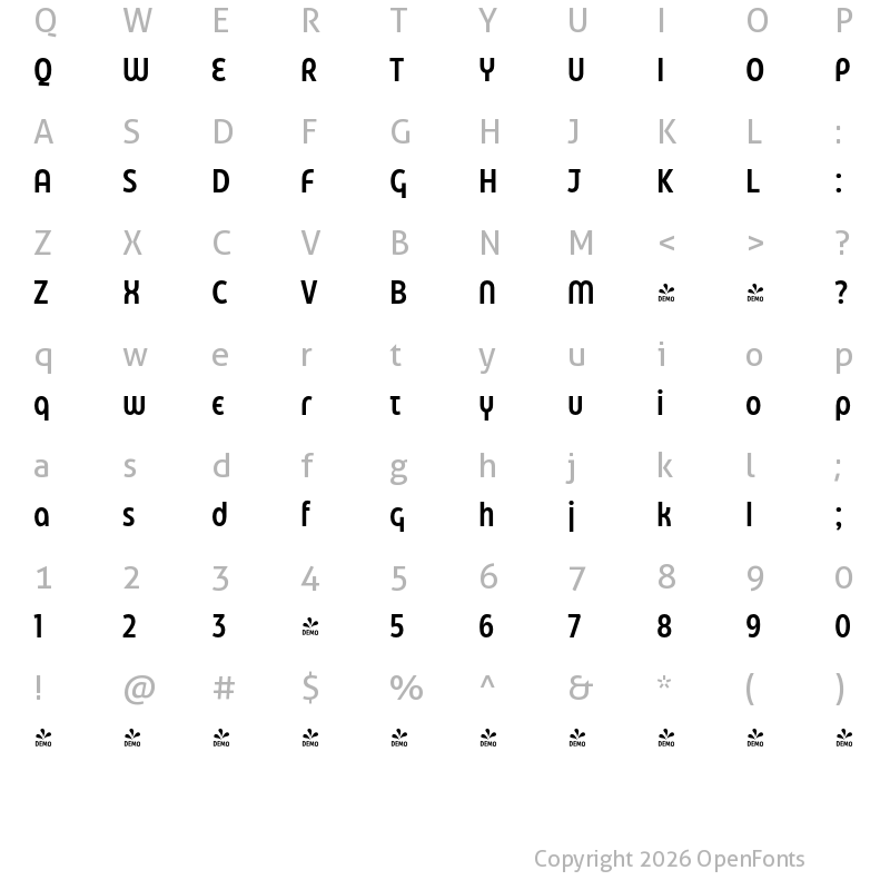 Character Map of FONTSPRING DEMO - Eastman Condensed Alt DemiBold Regular