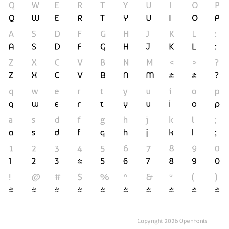 Character Map of FONTSPRING DEMO - Eastman Grotesque Alt Medium Regular