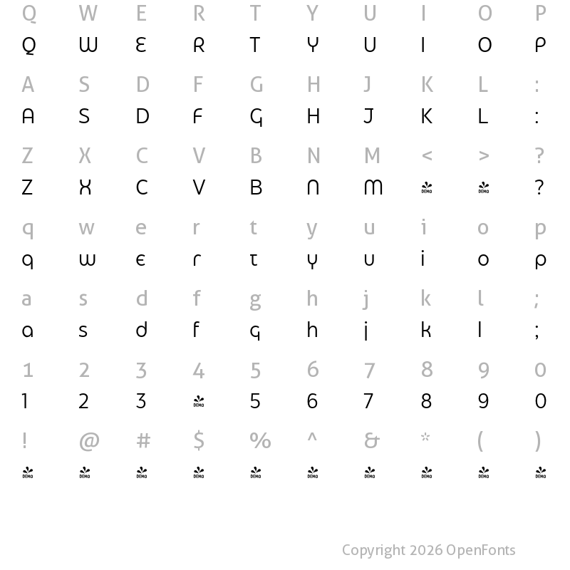 Character Map of FONTSPRING DEMO - Eastman Grotesque Alt Regular