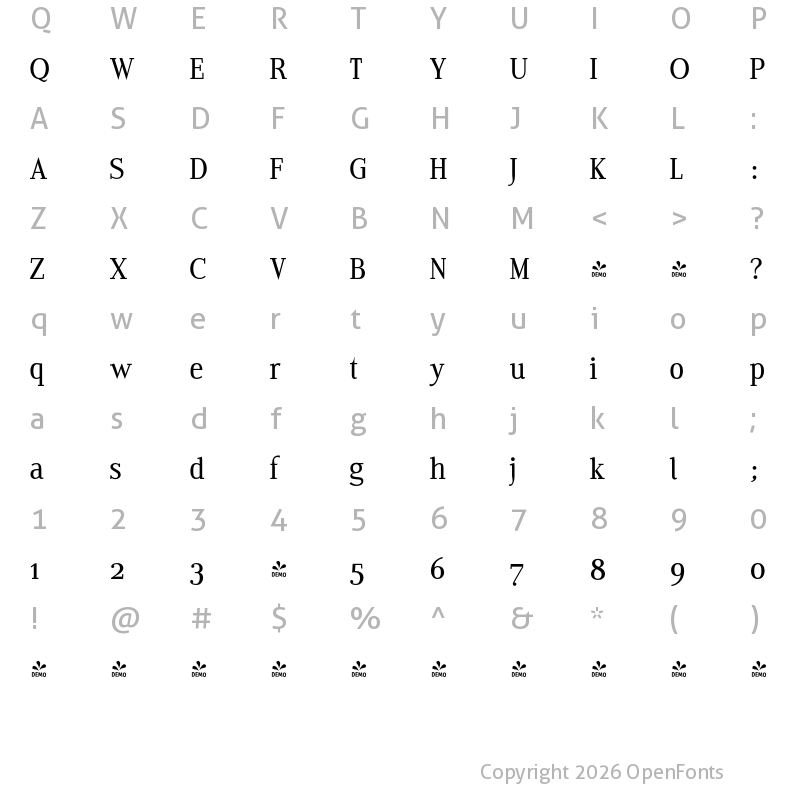 Character Map of FONTSPRING DEMO - Edito B