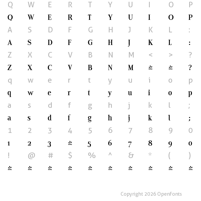 Character Map of FONTSPRING DEMO - Edito D