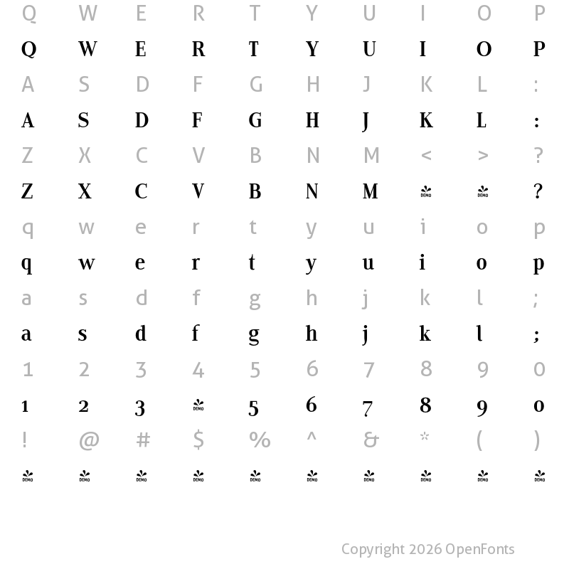 Character Map of FONTSPRING DEMO - Edito E