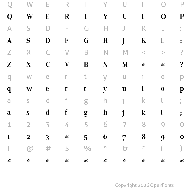 Character Map of FONTSPRING DEMO - Edito F