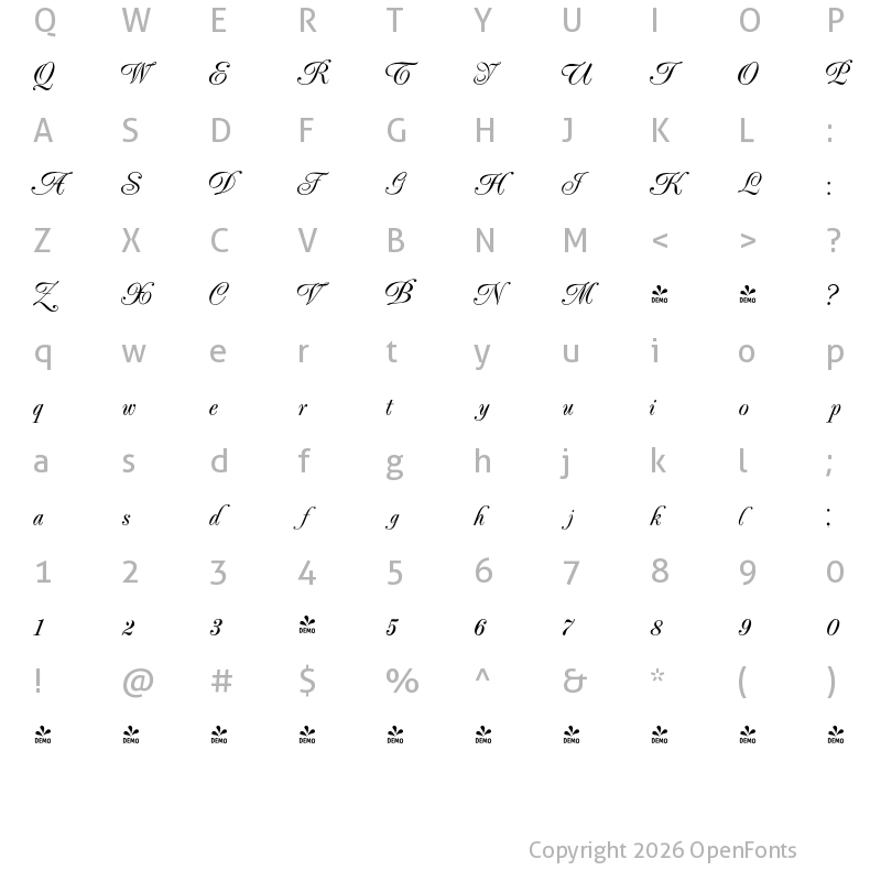 Character Map of FONTSPRING DEMO - Elfort Regular