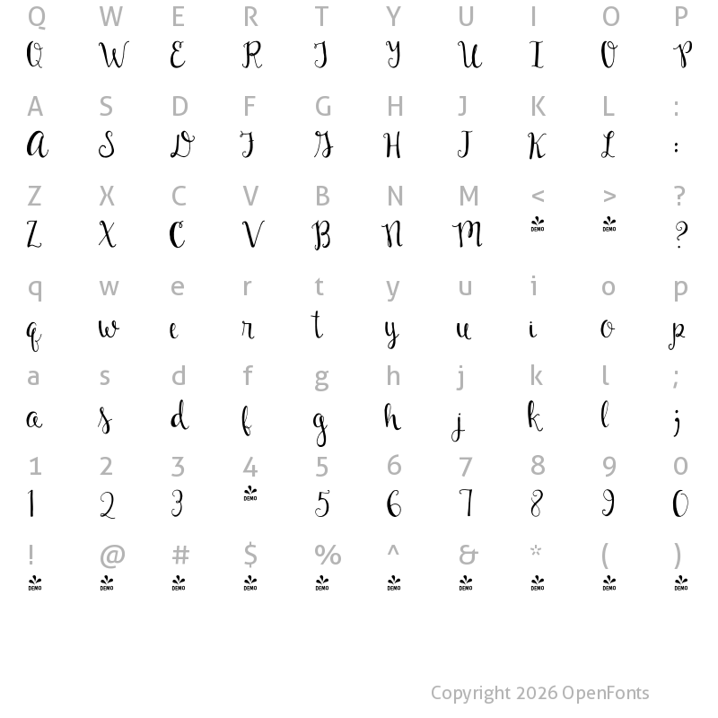 Character Map of FONTSPRING DEMO - Emerson Regular