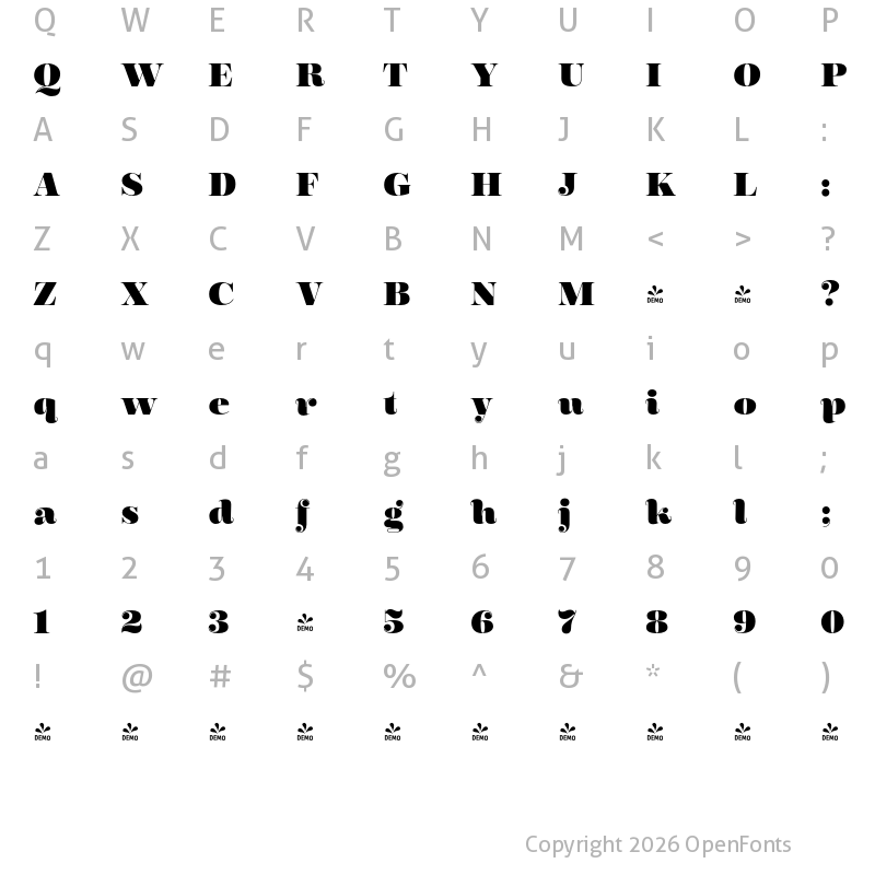 Character Map of FONTSPRING DEMO - Encorpada Pro Black Regular