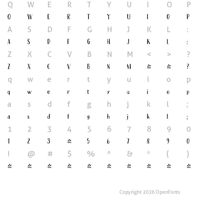 Character Map of FONTSPRING DEMO - Erstwhile Regular