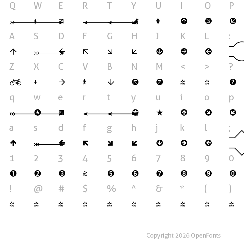 Character Map of FONTSPRING DEMO - Estandar Dingbats Regular