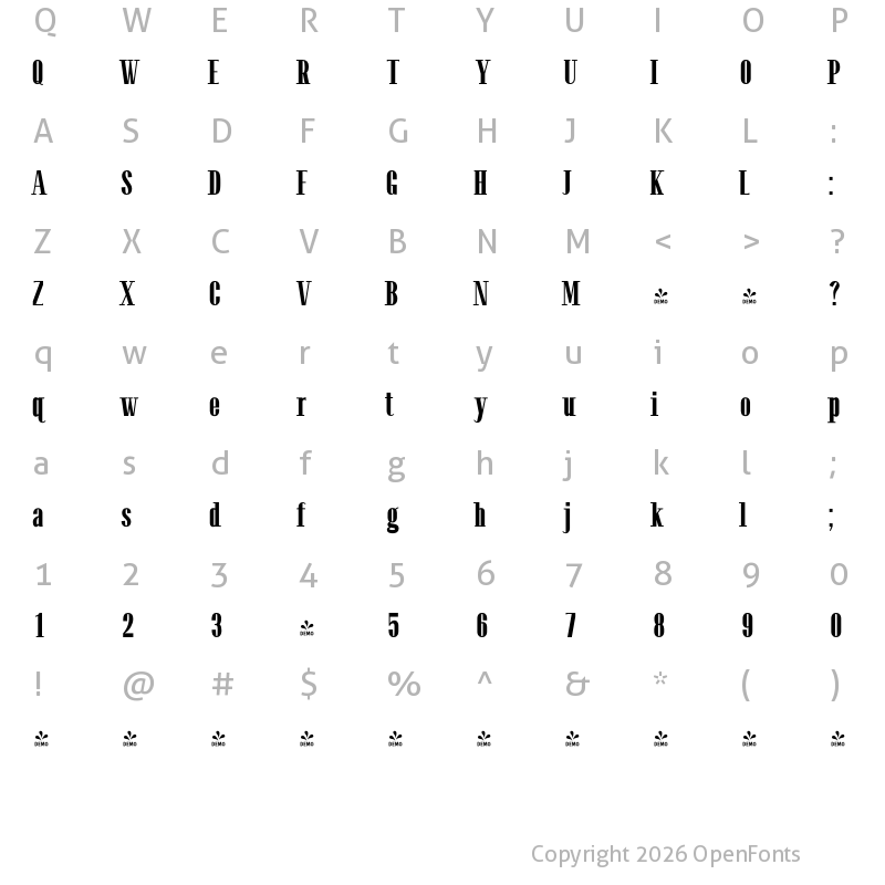 Character Map of FONTSPRING DEMO - Etymon Bold