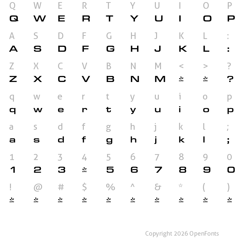 Character Map of FONTSPRING DEMO - EurostileExtMed Regular