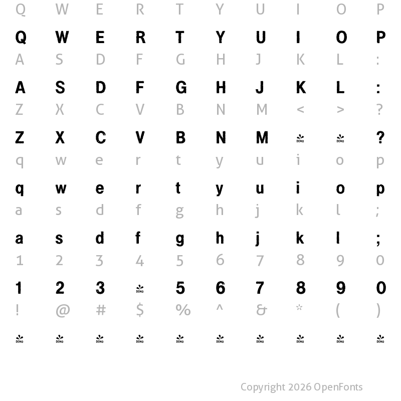 Character Map of FONTSPRING DEMO - Example Bold Old Regular