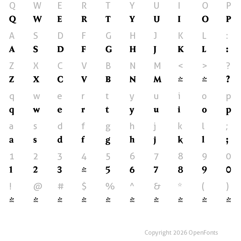 Character Map of FONTSPRING DEMO - Faber Serif Pro Heavy Bold