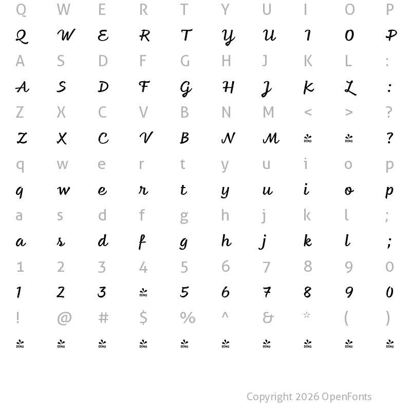 Character Map of FONTSPRING DEMO - Feltro Texture 1 Regular