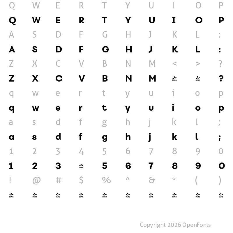 Character Map of FONTSPRING DEMO - Fibra Alt UltraBold Regular