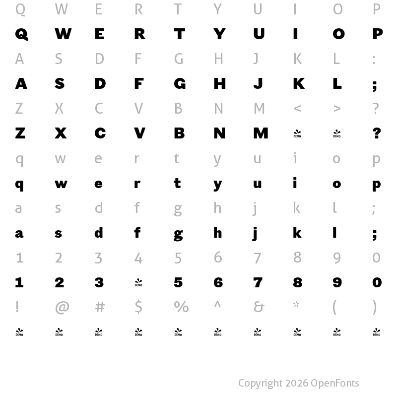Character Map of FONTSPRING DEMO - Figgins Standard Black Regular