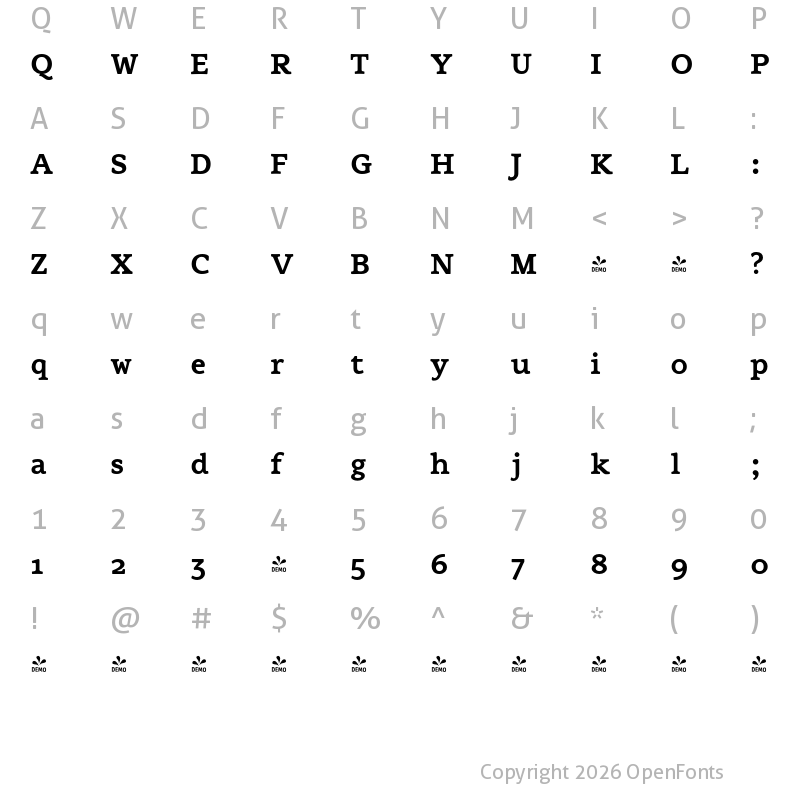 Character Map of FONTSPRING DEMO - Flembo-TextBold Flembo-TextBold