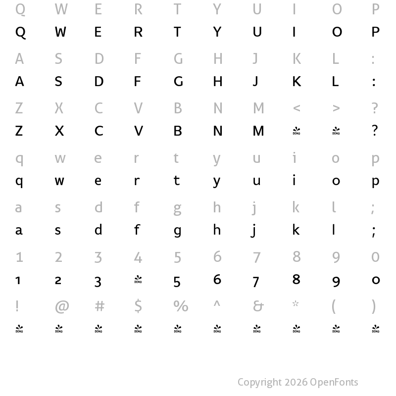 Character Map of FONTSPRING DEMO - Flembo-Title Flembo-Title