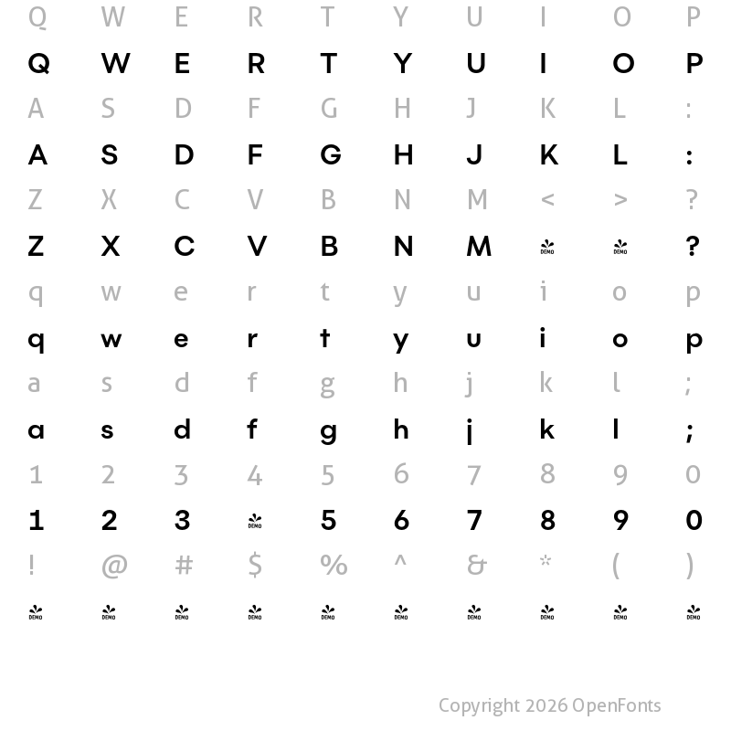 Character Map of FONTSPRING DEMO - Flink Bold Regular