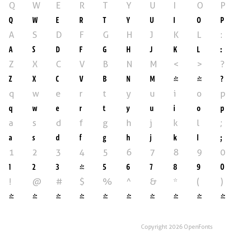Character Map of FONTSPRING DEMO - Floki Medium Regular