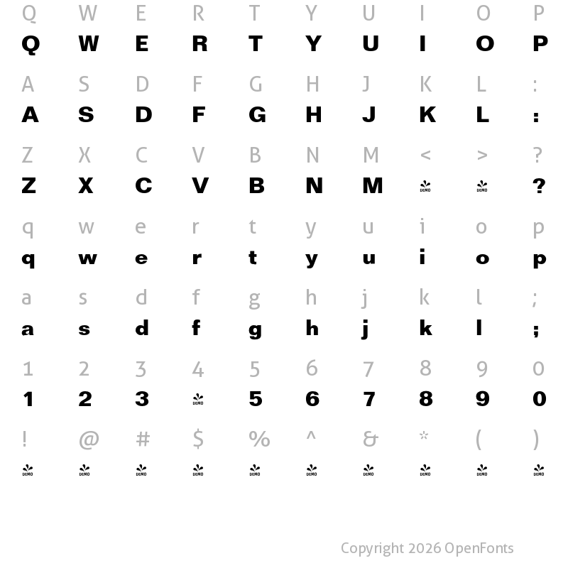 Character Map of FONTSPRING DEMO - FolioBol Regular