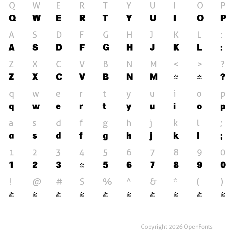 Character Map of FONTSPRING DEMO - Formula Serial Heavy Regular