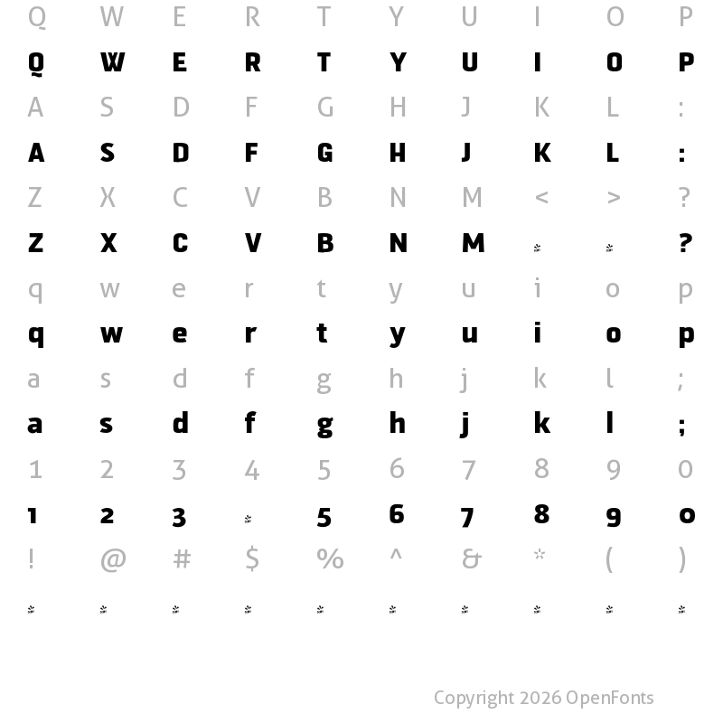 Character Map of FONTSPRING DEMO - Fortuita ExtraBold Regular