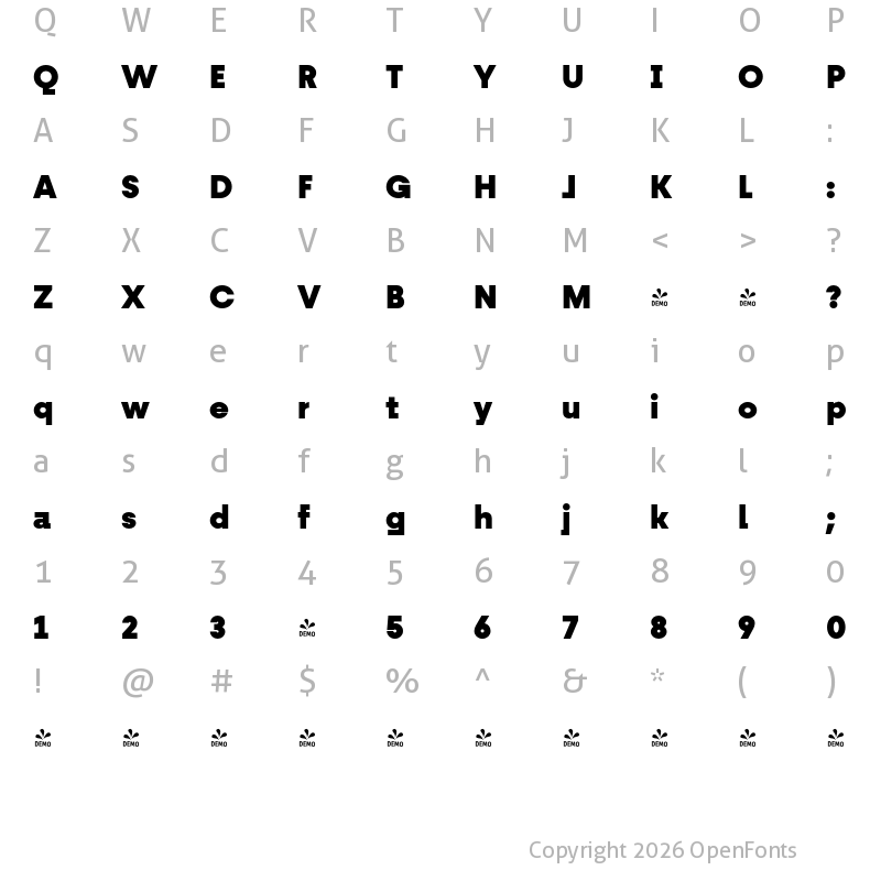 Character Map of FONTSPRING DEMO - Fractul Black Regular