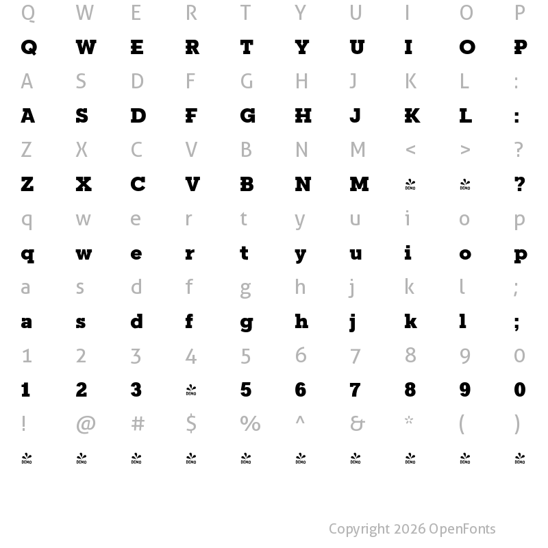 Character Map of FONTSPRING DEMO - Fried Chicken Black Regular