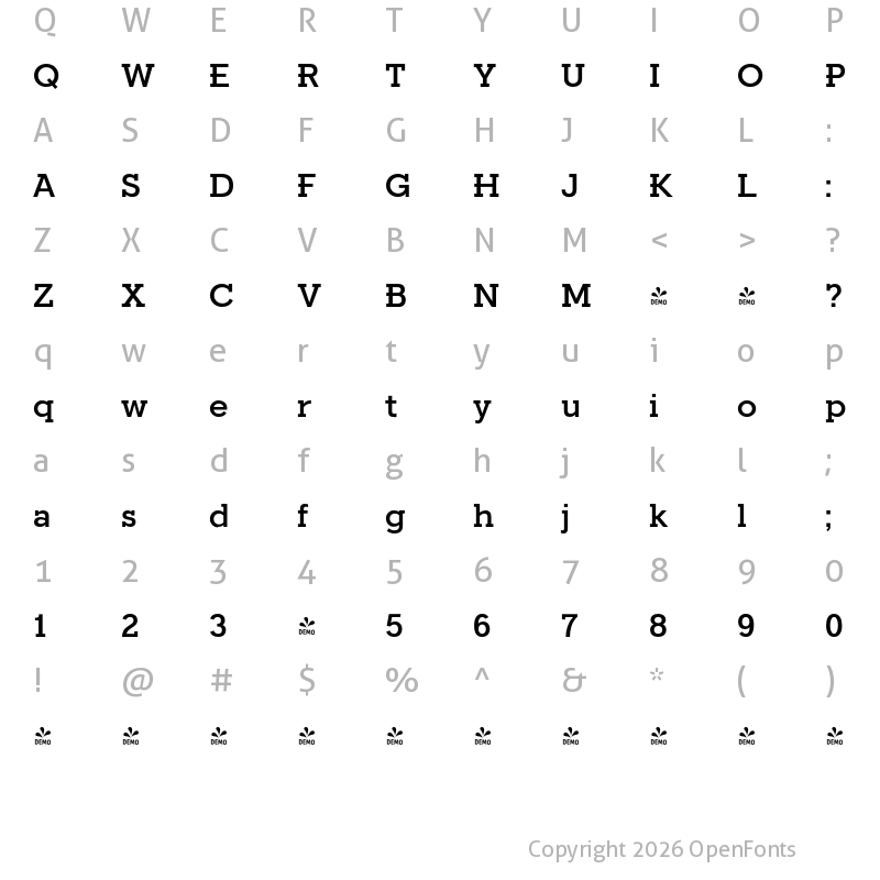 Character Map of FONTSPRING DEMO - Fried Chicken Med Regular