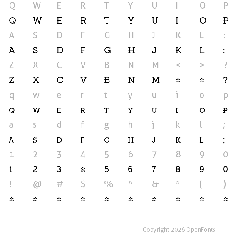 Character Map of FONTSPRING DEMO - Fried Chicken SC Regular