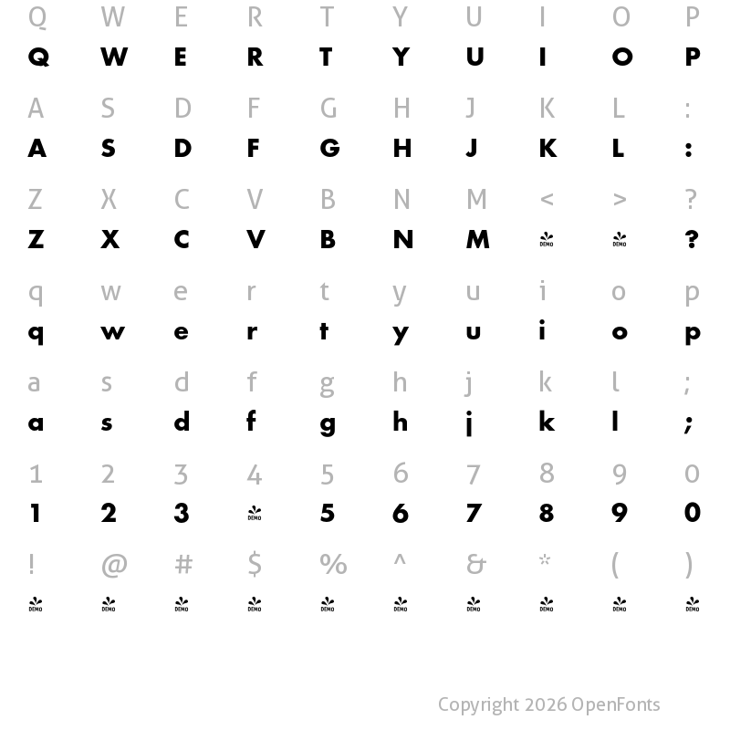 Character Map of FONTSPRING DEMO - Futura Bold