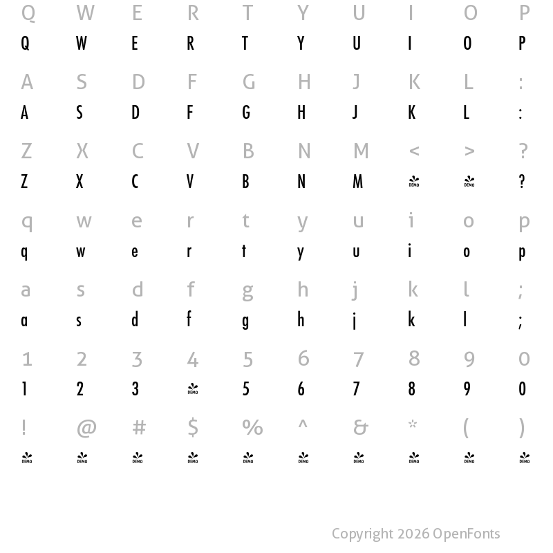 Character Map of FONTSPRING DEMO - FuturaConMed Regular