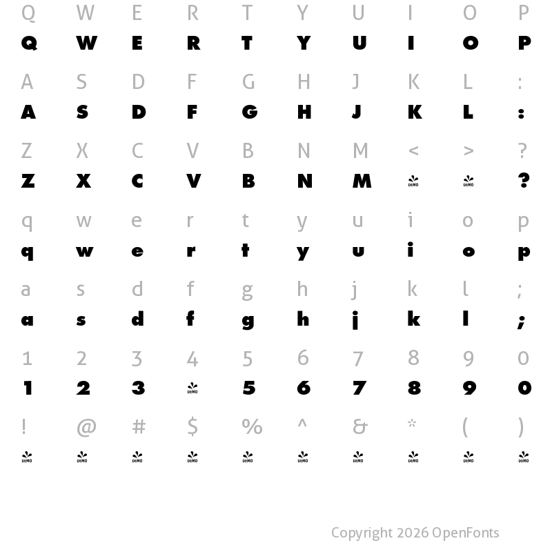 Character Map of FONTSPRING DEMO - FuturaExtBol Regular