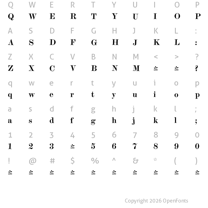 Character Map of FONTSPRING DEMO - Gambado Scotch Regular