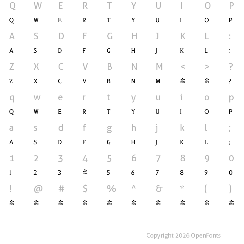 Character Map of FONTSPRING DEMO - Gambler Flr Regular