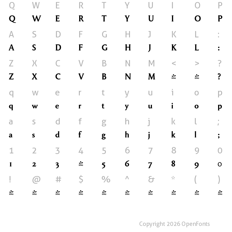 Character Map of FONTSPRING DEMO - Garaline-Bold Garaline-Bold