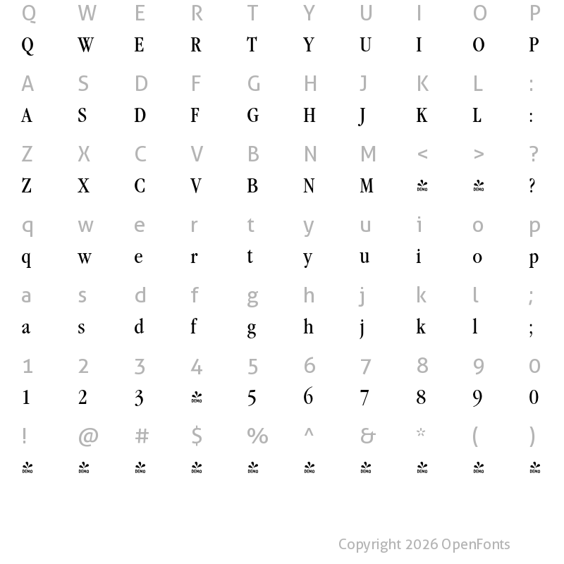 Character Map of FONTSPRING DEMO - Garamond Modern FS Regular