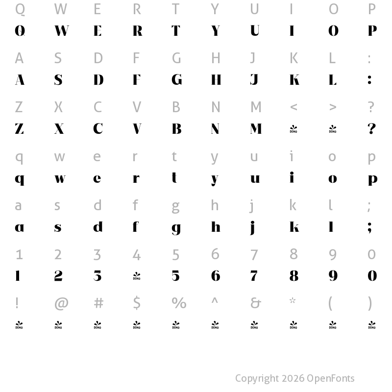 Character Map of FONTSPRING DEMO - Garetra ExtBd Regular
