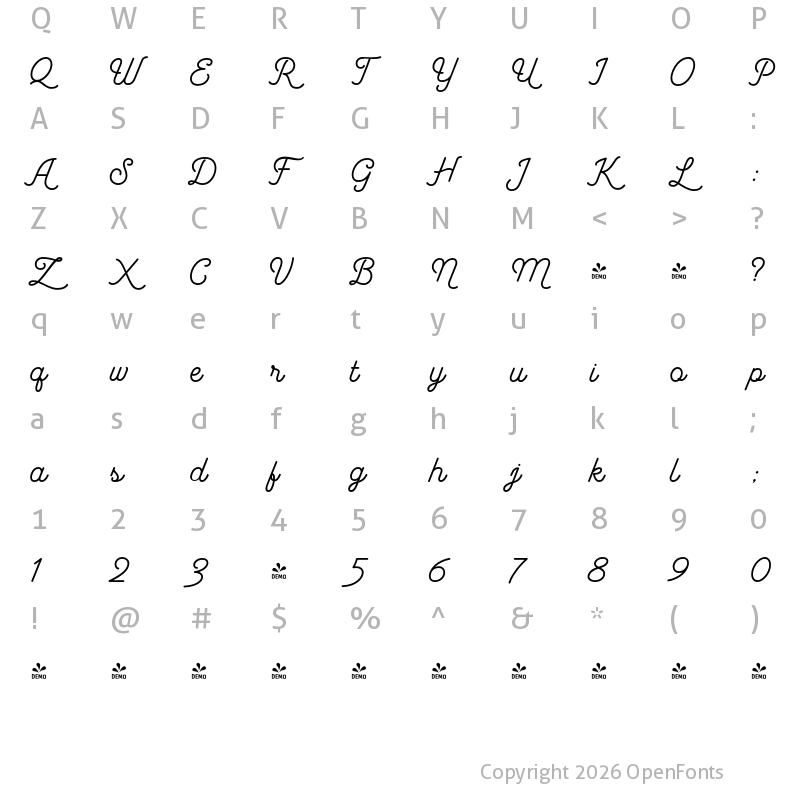 Character Map of FONTSPRING DEMO - Garris Regular