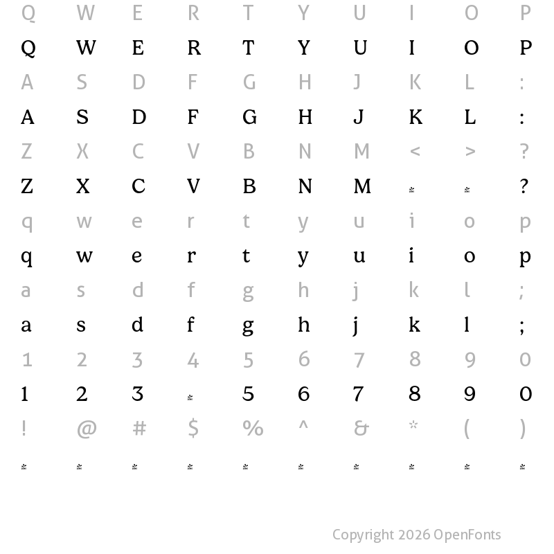 Character Map of FONTSPRING DEMO - Gelica Rg Regular