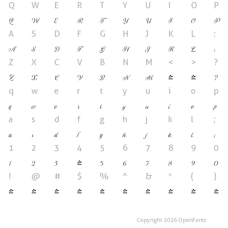 Character Map of FONTSPRING DEMO - Genia Regular