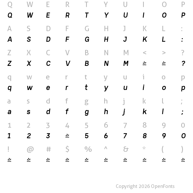 Character Map of FONTSPRING DEMO - Germalt Regular Italic