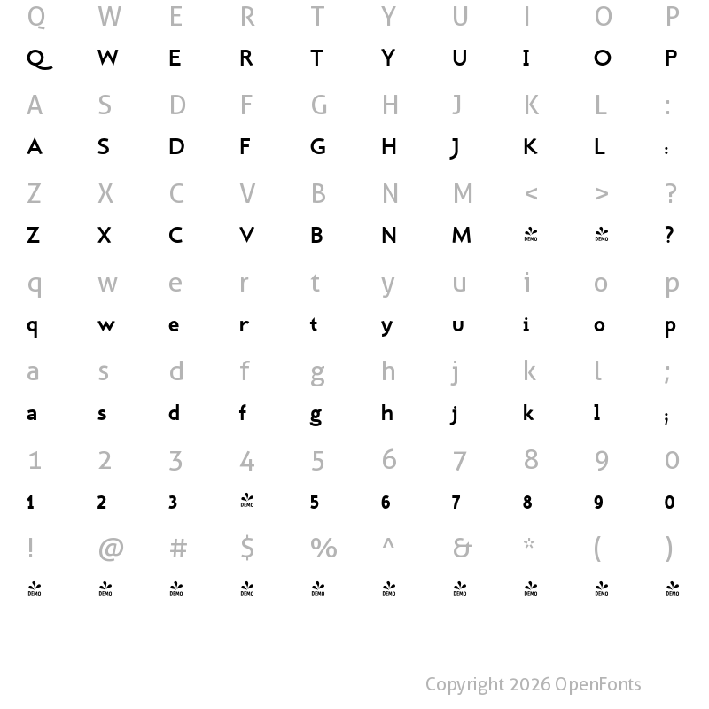 Character Map of FONTSPRING DEMO - Germania Bold